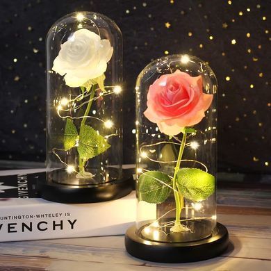 Искусственная роза в колбе Forever Rose N-651 &bull; Светильник Роза с 7 цветами подсветки