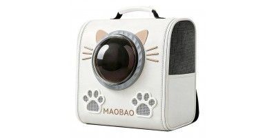 Рюкзак-переноска S-cat2 36&times;24&times;40 см белый &bull; Рюкзак для котов S-cat2 с прозрачным окном, вентиляцией и декоративными ушками