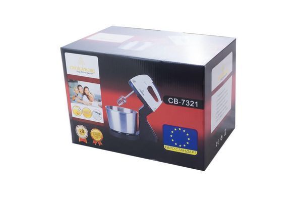 Миксер ручной/стационарный 2 насадки с чашей 7 скоростей Crownberg CB 7321 300 Вт