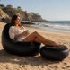 Надувной диван AIR SOFA с насосом чёрный &bull; Велюровое надувное кресло-диван для дома, дачи, отдыха, пляжа и кемпинга