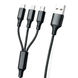 Кабель 3 в 1 26X-202 USB-A 1,2 м черный &bull; Зарядный кабель 26X-202 Type-C Lightning Micro USB до 6A для быстрой зарядки и передачи данных