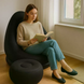 Надувной диван AIR SOFA с насосом чёрный &bull; Велюровое надувное кресло-диван для дома, дачи, отдыха, пляжа и кемпинга