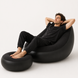 Надувной диван AIR SOFA с насосом чёрный &bull; Велюровое надувное кресло-диван для дома, дачи, отдыха, пляжа и кемпинга