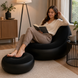 Надувной диван AIR SOFA с насосом чёрный &bull; Велюровое надувное кресло-диван для дома, дачи, отдыха, пляжа и кемпинга