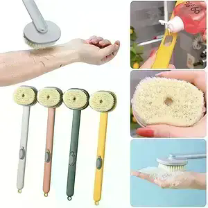 Щетка для душа Body Brush AND LY-588 с длинной ручкой и дозатором &bull; Массажная щетка для тела, спины и ухода за кожей с емкостью для геля