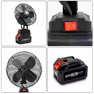 Акумуляторний вентилятор Lithium Electric Fan 48V чорний &bull; Портативний бездротовий вентилятор з Li-ion акумулятором для дому, дачі, офісу та відпочинку