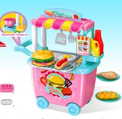 Игровой набор повар в Закусочной Фастфуд для детей в контейнере-тележке на колесиках Happy Chef