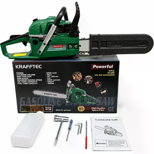Бензопила KRAFFTEC 6500 Вт 45 см &bull; Бензиновая цепная пила KRAFFTEC 58 см&sup3; 9500 об/мин с шиной 45 см для дров и сада