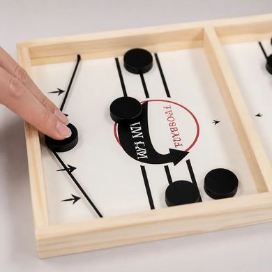 Настольная игра FoosballWinner Катапульта KAR331 на двоих &bull; Игра на ловкость и реакцию с деревянным полем 54 &times; 29,5 см и 10 шайбами для детей от 6 лет