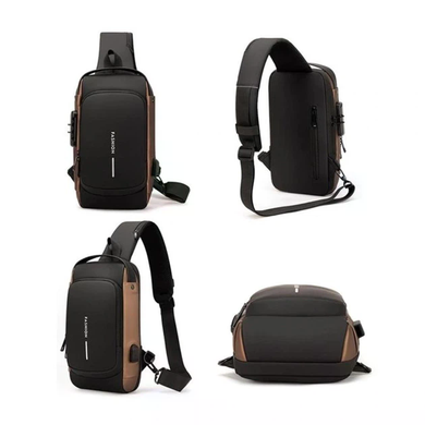Нагрудная сумка Backpac XL-1514100 черно-серая маленькая &bull; Сумка через плечо с противоугонным кодовым замком для города, поездок и документов