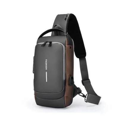 Нагрудная сумка Backpac XL-1514100 черно-серая маленькая &bull; Сумка через плечо с противоугонным кодовым замком для города, поездок и документов