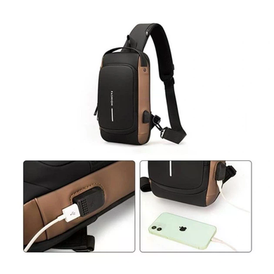 Нагрудная сумка Backpac XL-1514100 черно-серая маленькая &bull; Сумка через плечо с противоугонным кодовым замком для города, поездок и документов