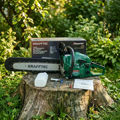 Бензопила KRAFFTEC 6500 Вт 45 см &bull; Бензиновая цепная пила KRAFFTEC 58 см&sup3; 9500 об/мин с шиной 45 см для дров и сада