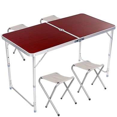 Розкладний стіл - валіза з 4 стільцями Folding Table для пікніка, риболовлі, дачі, 120х60 см