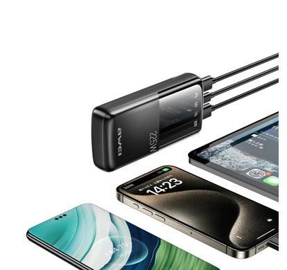 POWER BANK AWEI P13K 20000mAh 22,5W PD QC 3.0 &bull; Повербанк с быстрой зарядкой Type-C и LED дисплеем