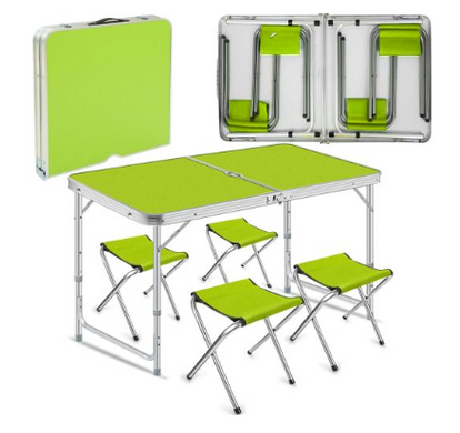 Розкладний стіл - валіза з 4 стільцями Folding Table для пікніка, риболовлі, дачі, 120х60 см