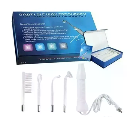 Дарсонваль Portable High Frequency 008A 4 насадки белый &bull; Электрический дарсонваль Portable High Frequency 008A 10 Вт для лица, кожи головы и волос