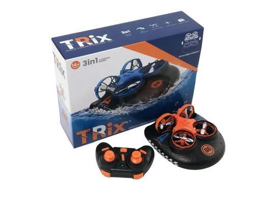 Детская игрушка Катер-дрон-машинка Trix 3в1 K2 Квадрокоптер на дистанционном управлении, 3 режима