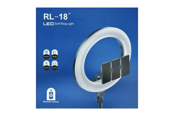 Светодиодная кольцевая LED лампа RL-18 M45 ∙ Селфи-кольцо с пультом + сумка в комплекте, 45 см