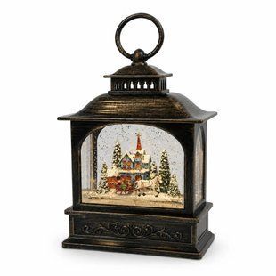 Новогодний ночник-фонарь XMAS WDL-24072D &bull; Декоративный светодиодный светильник в виде винтажного фонаря с зимней сценкой, эффектом снегопада и музыкальным режимом