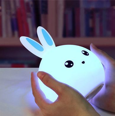 Дитячий світильник &ndash; нічник Зайчик LED Rabbit Soft Touch силіконовий із вбудованим акумулятором ∙ 7 режимів свічіння