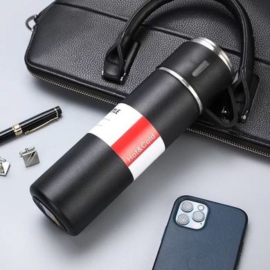 Вакуумний термос з нержавіючої сталі Vacuum Flask Set 500 мл із чашками в комплекті 3* 150 мл ∙ Подарунковий набір 3 в 1