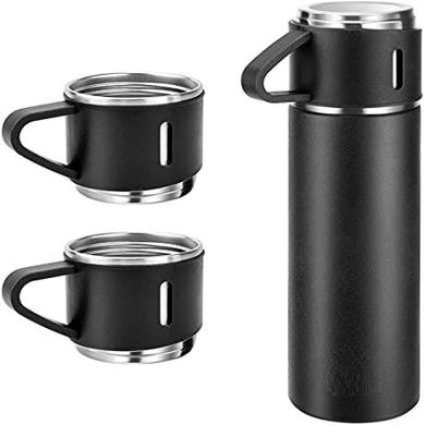 Вакуумный термос из нержавеющей стали Vacuum Flask Set 500 мл с чашками в комплекте 3* 150 мл ∙ Подарочный набор 3 в 1