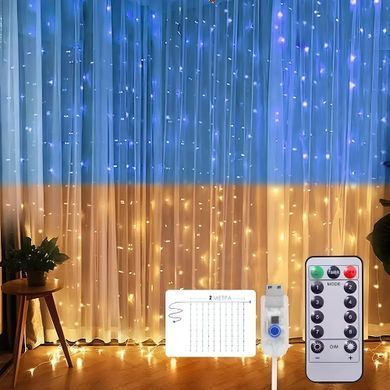 Гирлянда Штора SFK-10 флаг Украины с пультом USB 3*3 м ∙ Штора-гирлянда SFK-10 USB флаг Украины 3*3 м