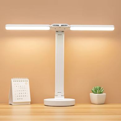 Настольная светодиодная лампа Twice LED Lamp с двойным поворотным светильником - плафоном на аккумуляторе с USB зарядкой и с подставкой для телефона