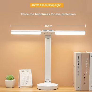 Настольная светодиодная лампа Twice LED Lamp с двойным поворотным светильником - плафоном на аккумуляторе с USB зарядкой и с подставкой для телефона