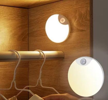 Круглый аккумуляторный LED-светильник AND HA-183 с датчиком движения &bull; Автономный настенный ночник с магнитным креплением для дома, коридора, шкафа и лестницы
