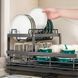Двухуровневая сушилка для посуды BauTech черная 42,5х29,5х17 см &bull; Настольная кухонная сушилка BauTech с держателем для тарелок и поддоном