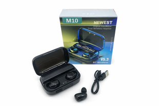 Беспроводные наушники M10 TWS с микрофоном &bull; Bluetooth вкладыши для Android и iOS в зарядном кейсе для музыки, звонков и повседневного использования