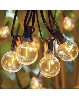 Світлодіодна гірлянда 10 метрів 20 LED MA716 &bull; Вулична декоративна гірлянда статичного світіння з живленням 220В і сонячною панеллю для саду, двору та тераси
