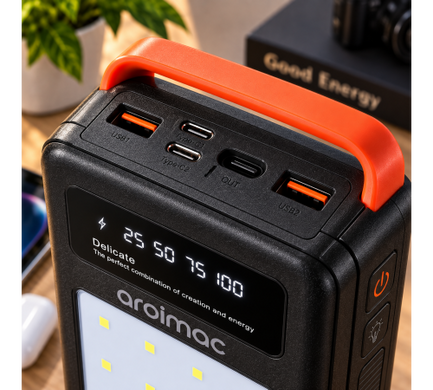 Power Bank Aroimac 69-88 100000 mAh черный &bull; Внешний аккумулятор Aroimac 69-88 100000 mAh с LED-фонарем и цифровым индикатором