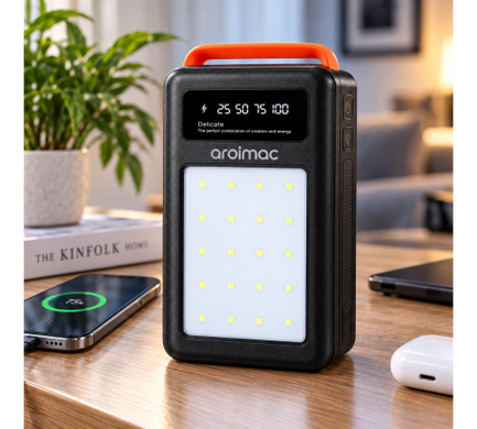 Power Bank Aroimac 69-88 100000 mAh черный &bull; Внешний аккумулятор Aroimac 69-88 100000 mAh с LED-фонарем и цифровым индикатором