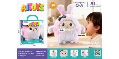 Интерактивная мягкая игрушка BB1882F-87 розовая с ИИ и LED-глазами &bull; Говорящая плюшевая игрушка для детей