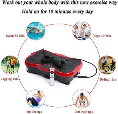 Віброплатформа для схуднення Minexo VIBRO SLIM SHAPER PRO RED з пультом ДУ та еспандерами ∙ Тренажер-віброплатформа VIBRO SLIM SHAPER PRO для занять спортом