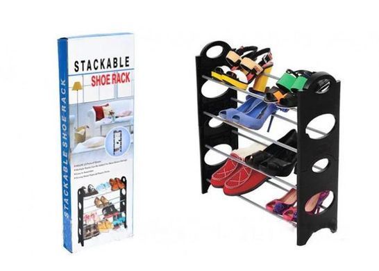 Полка для обуви органайзер Amazing Stackable Shoe Rack ∙ Стойка - этажерка обувная в прихожую на 4 полки