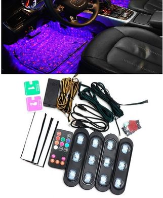 Декоративне RGB освітлення килимків салону авто Starlights Атмосферні LED лампи «Зоряне небо» з пультом