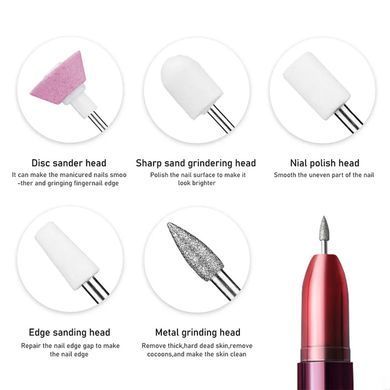 Фрезер для манікюру та педикюру Flawless Salon Nails червоний &bull; Портативна машинка для нігтів з насадками для домашнього догляду