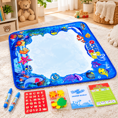 Акваковрик Aqua Magic Mat 100&times;80 см с водными маркерами &bull; Детский многоразовый коврик для рисования водой Aqua Magic Mat 100&times;80 см с исчезающими рисунками для творчества и развивающих игр