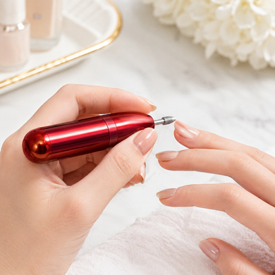 Фрезер для манікюру та педикюру Flawless Salon Nails червоний &bull; Портативна машинка для нігтів з насадками для домашнього догляду