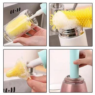 Электрическая беспроводная щетка &ndash; ершик Cup Cleaning Brush с насадками для уборки и мытья посуды &middot; USB зарядка