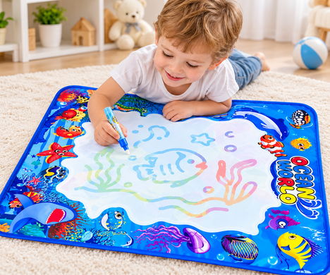 Акваковрик Aqua Magic Mat 100&times;80 см с водными маркерами &bull; Детский многоразовый коврик для рисования водой Aqua Magic Mat 100&times;80 см с исчезающими рисунками для творчества и развивающих игр