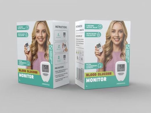 Глюкометр Blood Glucose Meter Model3 JHBGM001A с тест-полосками и ланцетами ∙ Прибор JHBGM001A для измерения сахара + 50 тестов от батарейки
