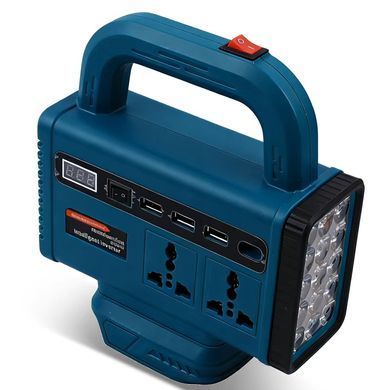 Портативний інвертор DC 48V в AC 110&ndash;220V &bull; Акумуляторний перетворювач напруги з двома розетками, USB, Type-C, LED-дисплеєм і ліхтарем