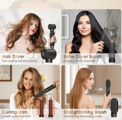 Фен-расческа Hot Air Comb &bull; Фен 5в1 автоматические вращающиеся щипцы для завивки и выпрямления волос