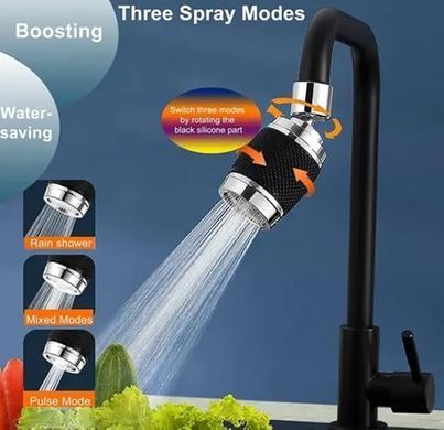 Аэратор DT-1222 360&deg; с фильтром &bull; Насадка на кран 360 Faucet Universal Pipe DT-1222 с 3 режимами и поворотным распылителем