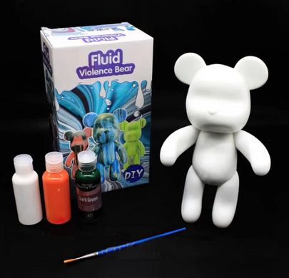 Флюїдне ведмежа Fluid Bear Bearbrick з фарбами · Набір для творчості DIY Мишка Зроби сам, 23 см